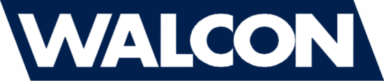 The Walcon logo in white letters on a dark blue background, symbol for Walcon Marine.