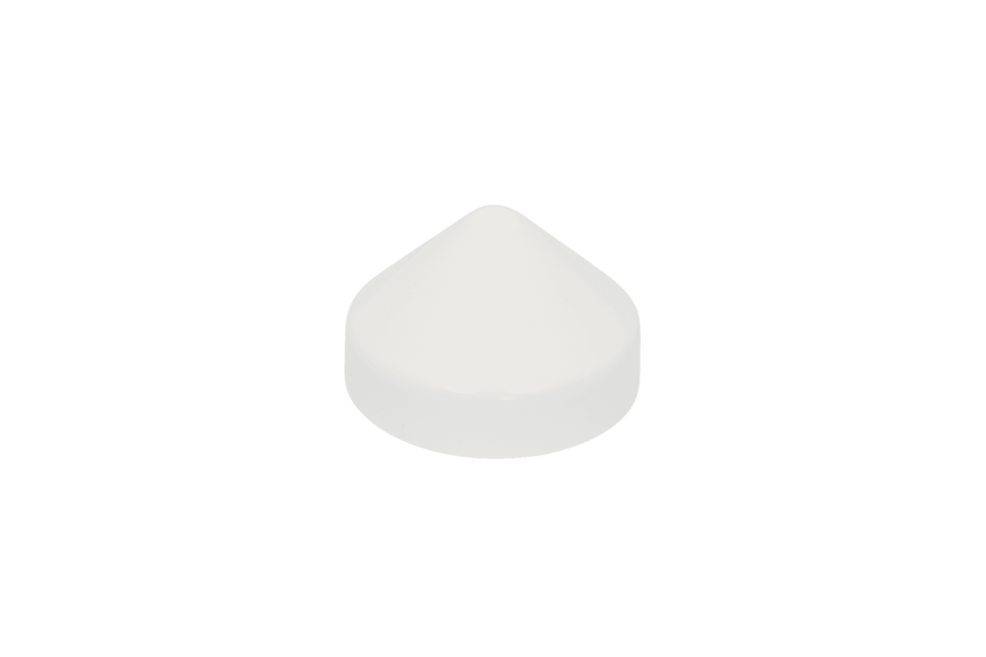  Eine weiße Plastikmastkappe mit Kegelformdesign, die zum Schutz der Stangen vor Verschleiß- und Wettereinflüssen ausgelegt ist. Das Material bietet ein ordentliches Finish und einen langfristigen Schutz.