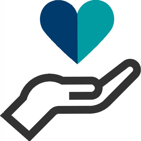 Eine Hand, die ein Herzsymbol in einer stilisierten grafischen Ansicht enthält.