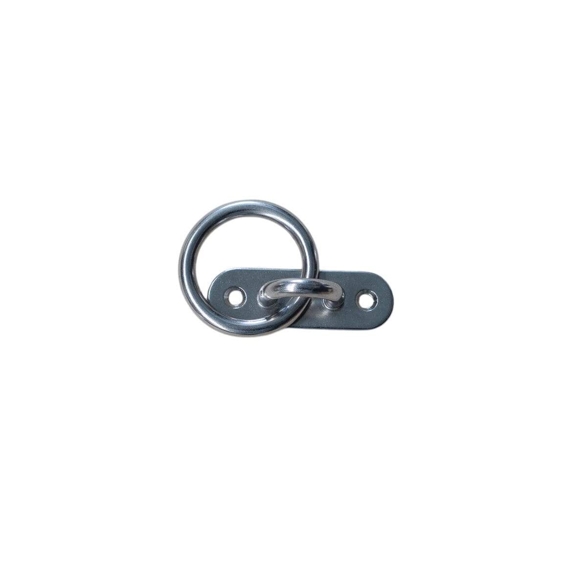  Een stevige roestvrijstalen oogplaat met ring, ideaal voor bevestiging aan steigers en kades.