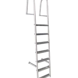 RVS zwembadladder met zeven treden en handgrepen aan de bovenkant.
