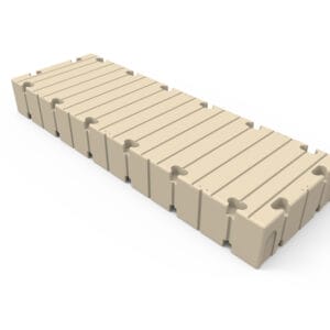 Beige EZ Dock drijvende steiger van 3,00 x 1,00 meter met sleuven voor modulaire koppeling