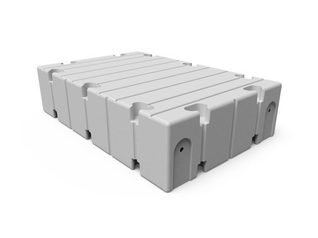  Grijze EZ Dock drijvende steiger van 1,50 x 1,00 meter met geïntegreerde gleuven voor bevestiging