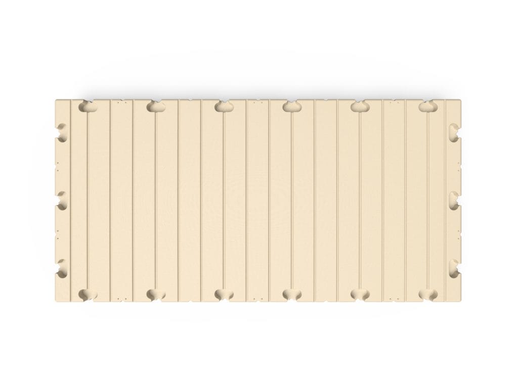  Bovenaanzicht van een EZ Dock drijvende kunststof steiger van 3 meter bij 1,5 meter in beige kleur