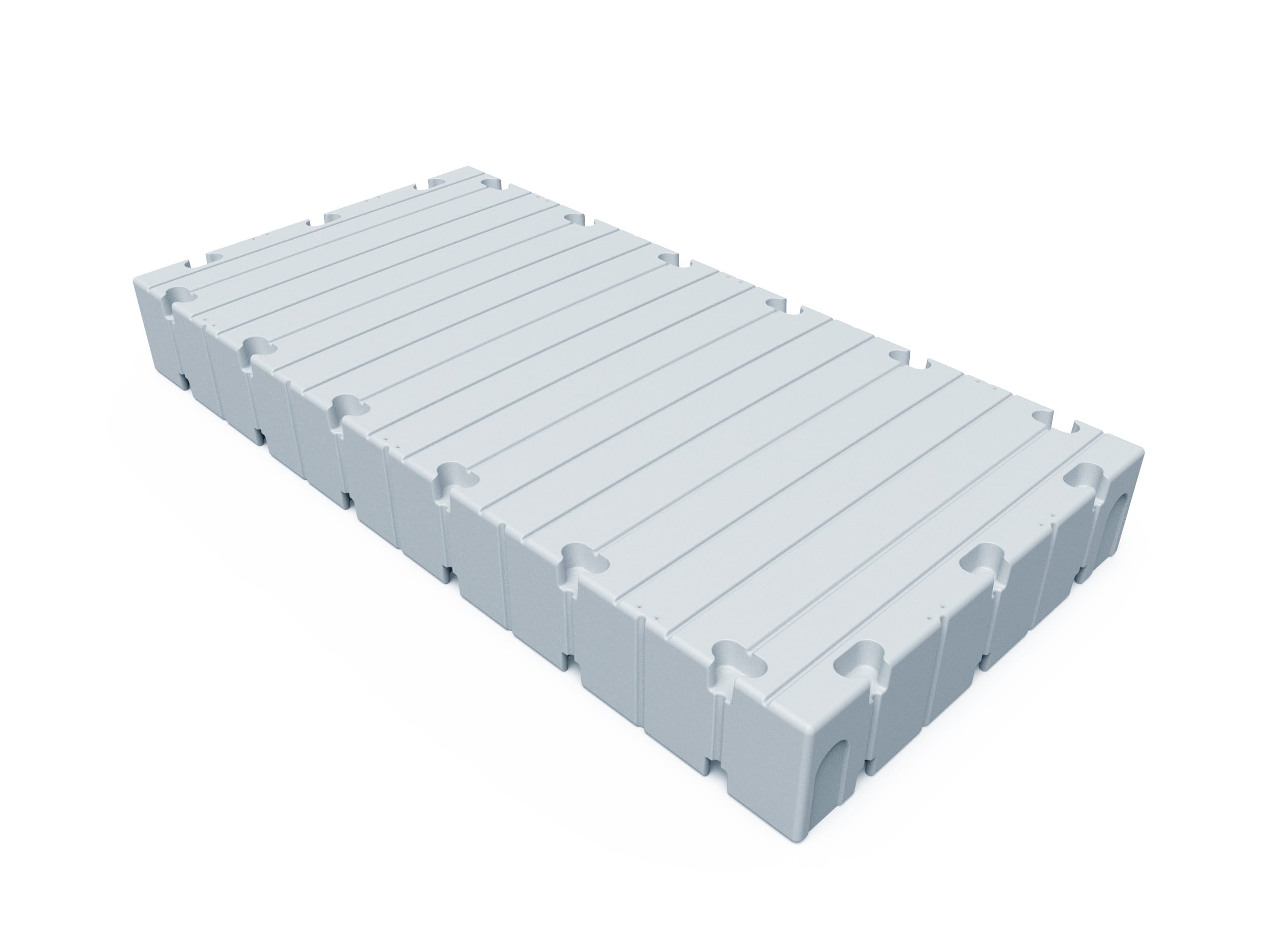  Grijze EZ Dock drijvende steiger van 3,00 x 1,50 meter met geïntegreerde bevestigingspunten en antislip oppervlak