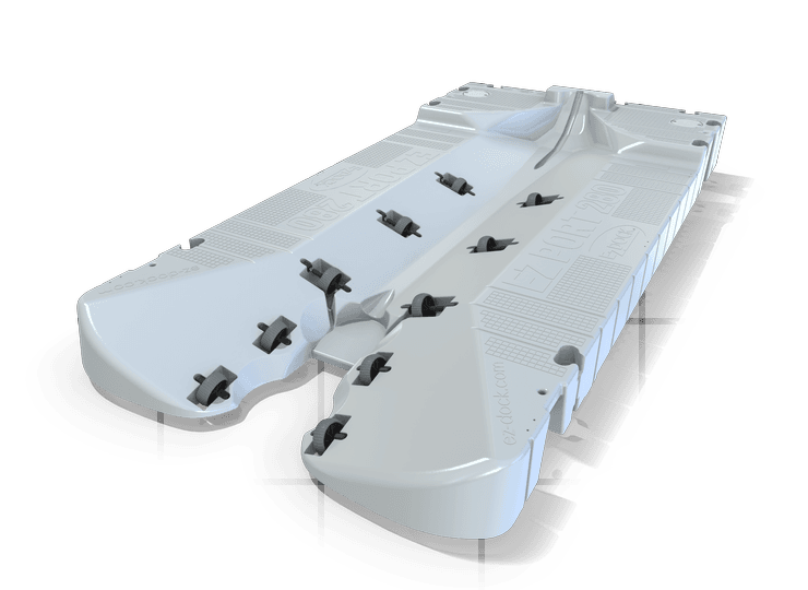 EZ Dock Waterscooter Steiger 280 in Gray, diagonally from front with a view of absorbing trolls