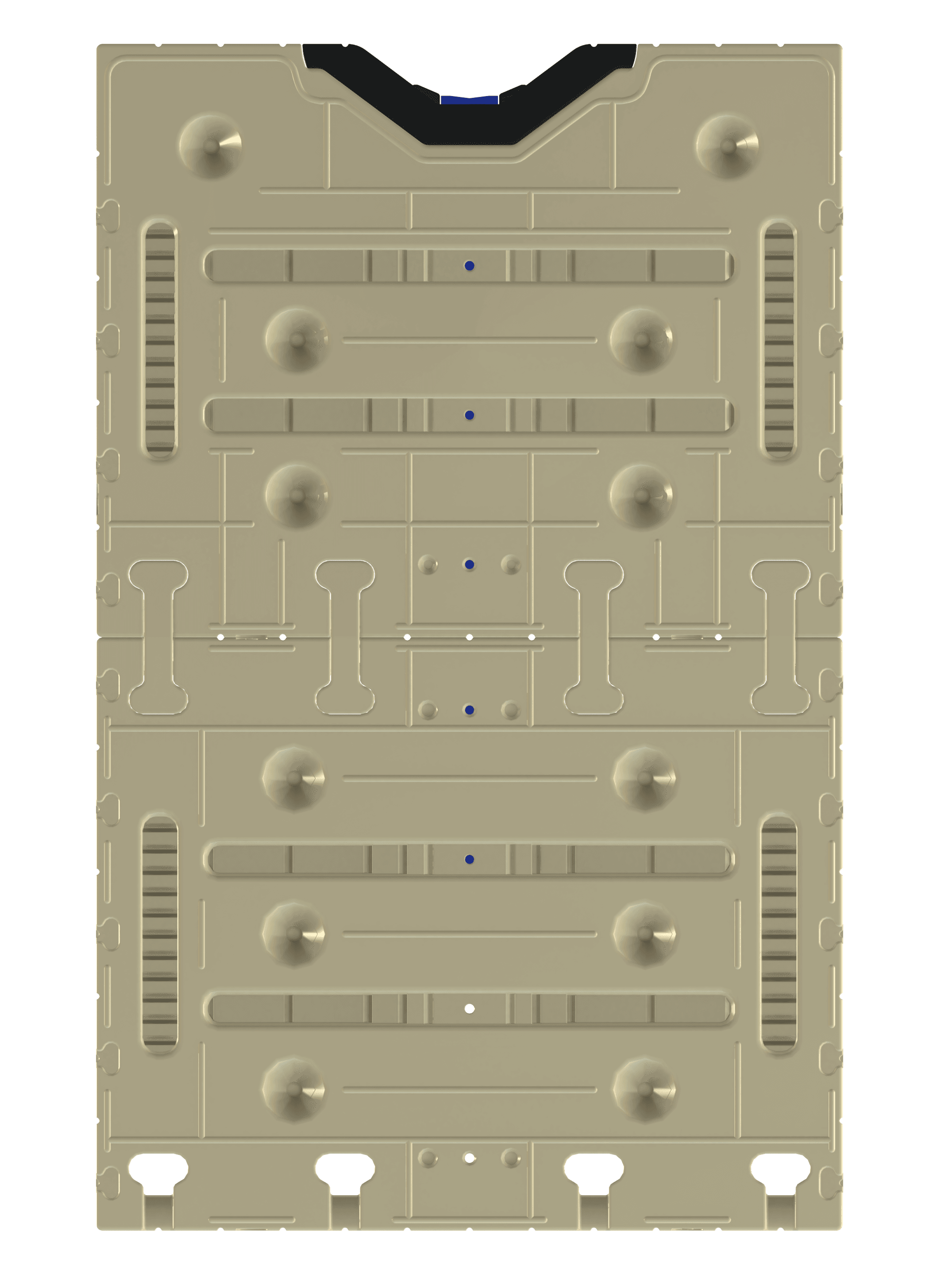  Beige Unterseite des EZ Dock Optimus BoatPort mit Schwimmer und Verbindungsprofilen.